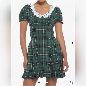 Green Plaid Mini Dress